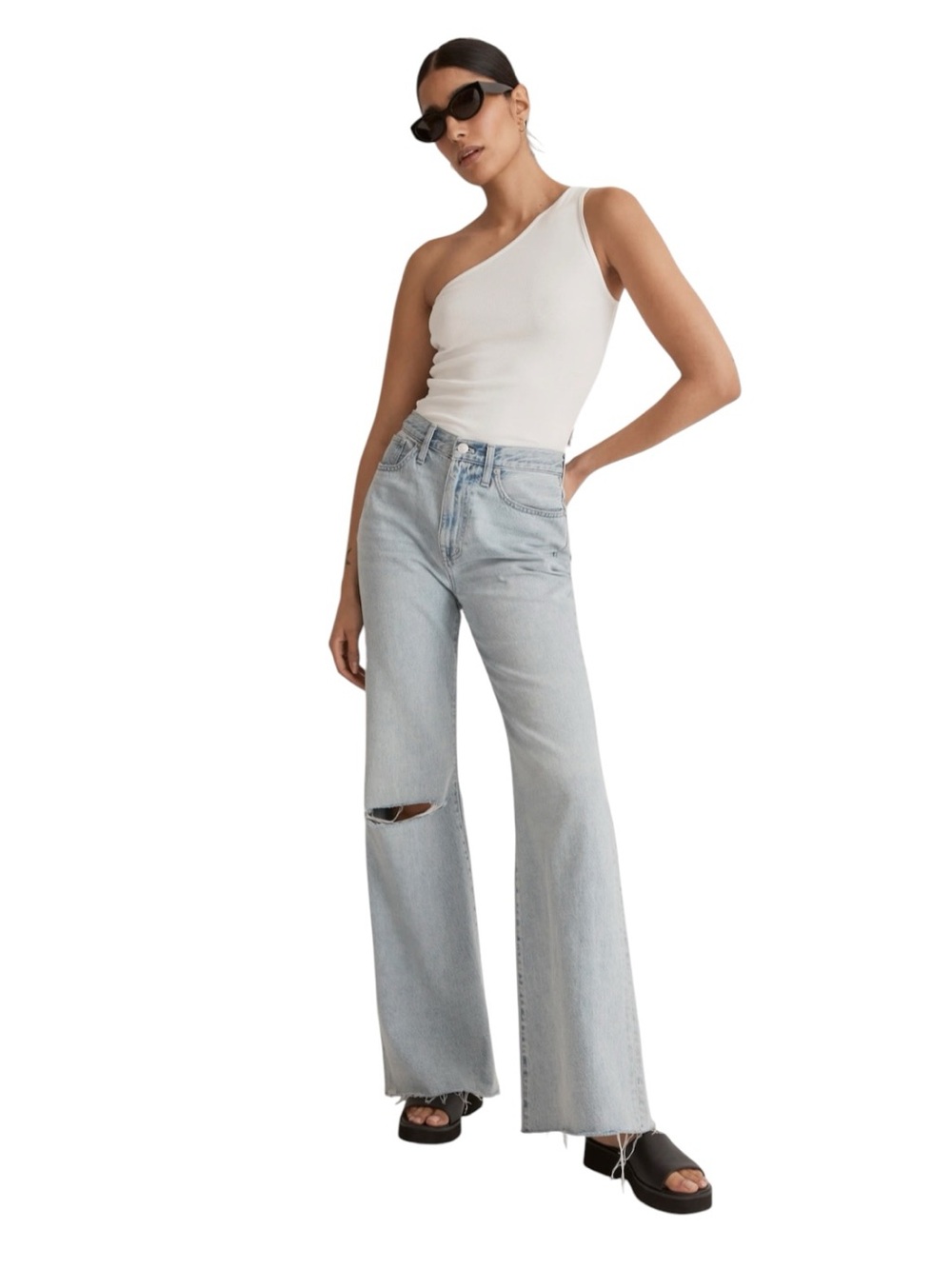 Madewell Baggy Flare Jeans Distressed Luzon Wash High-Rise Women’s Size 30
